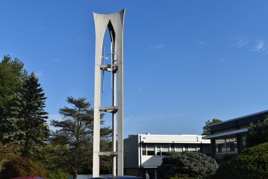 A campanile is an Italian bell tower. The Mounts iconic campanile won accolades for its architecture in the 60s.