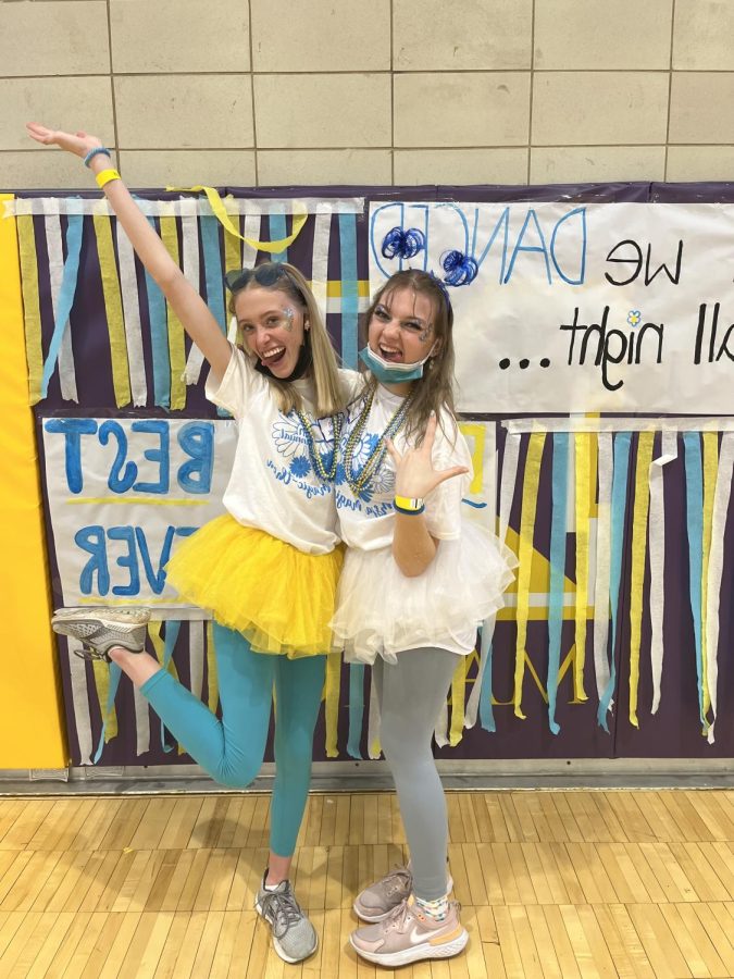 Sarah Klunk 24, and Maddie Etkin 23 pose for a picture showing the excitement of Magic-Thon.