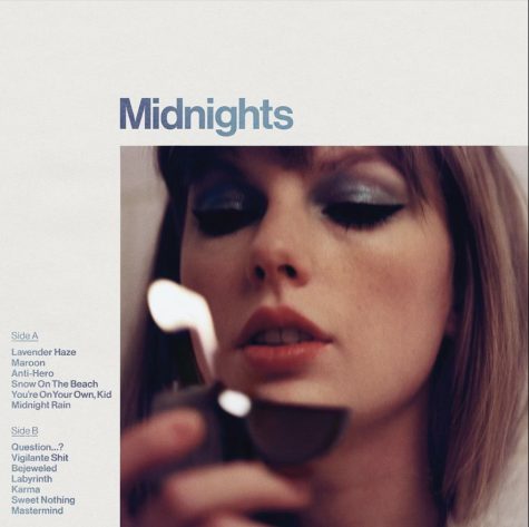 Taylor Swift’s vinyl cover for her brand new album Midnights.