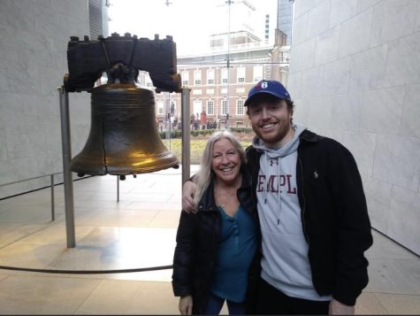 Mr. Dougherty with his mom at the Liberty Bell in Philadelphia.
