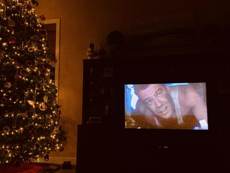 Maddie Norton ‘24 watches the film “Die Hard” to get into the Christmas spirit.