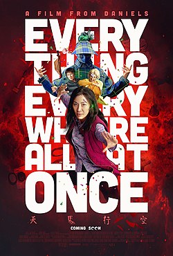 “Everything Everywhere All at Once” official promotional poster featuring the movie’s  spectacular cast.