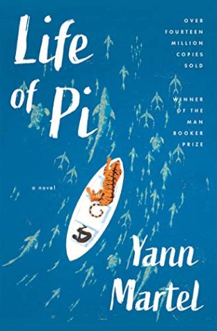 Life of Pi by Yann Martel is about a young man who, stranded at sea with a tiger, must survive for 227 days with only his wits. Based on a true story.