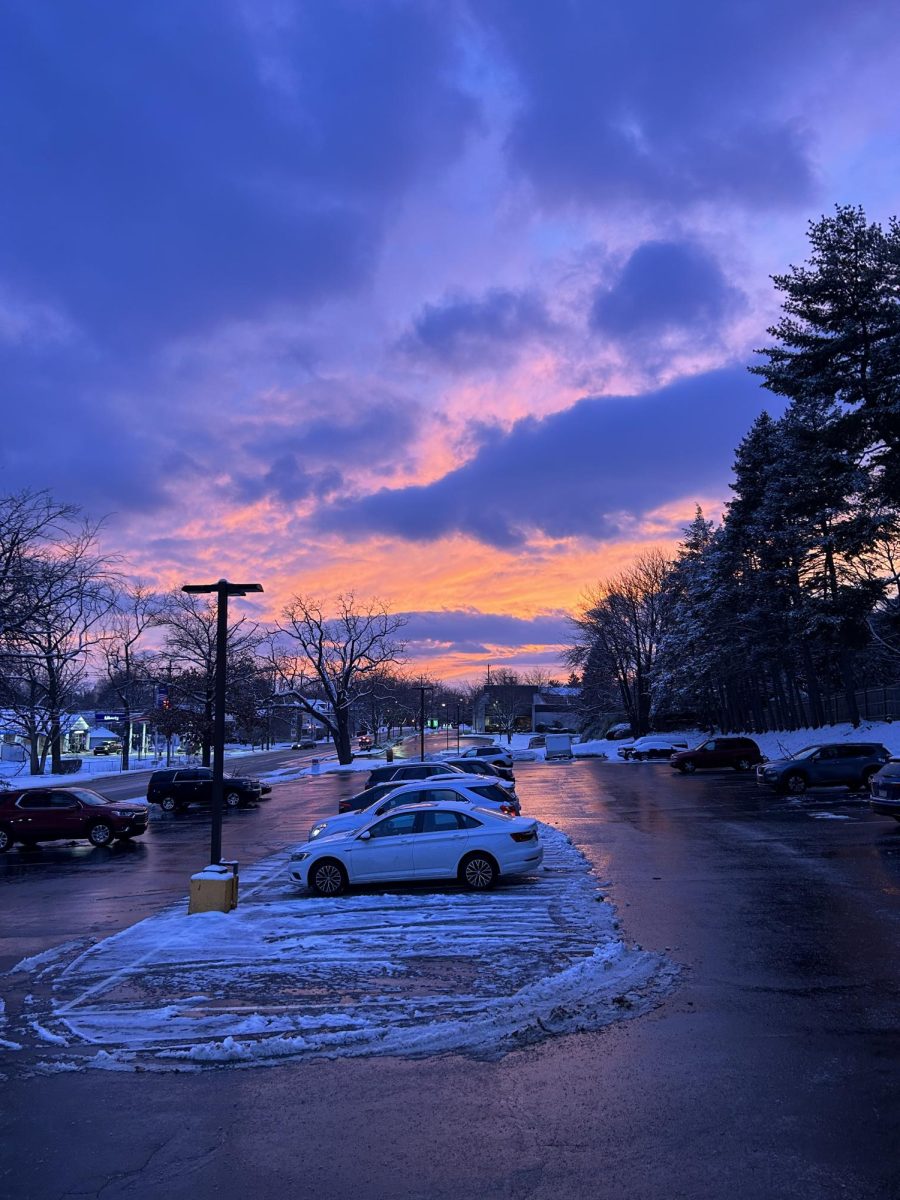 A parking lot in Blue Bell at sunset on Tuesday, January 16 2024.