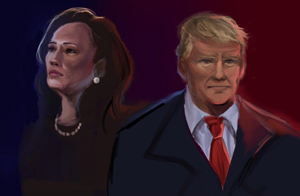 Kamala Harris and Donald Trump artwork by Elizabeth Gormley 