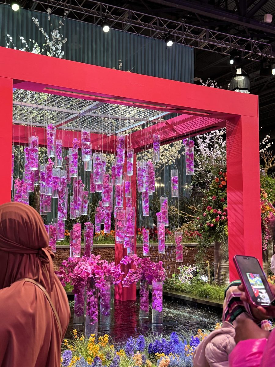 “Futura Florential”, designed by Philadelphia Horticultural Society, is the entrance garden of the Philadelphia Flower Show. Its name, coming from Latin roots, with futurus meaning “the future” and florens meaning “blooming”, signifies the flourishing of the future and all of the possibilities that it holds. The flowers and water give the scene a sense of life while still being particularly and thoughtfully arranged. This signifies to the viewer that the thought we put into caring for the world around us can play into the creation of a more beautiful future.
