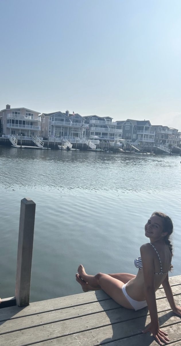 Taylor on a dock in Avalon enjoying a nice summer evening. 
